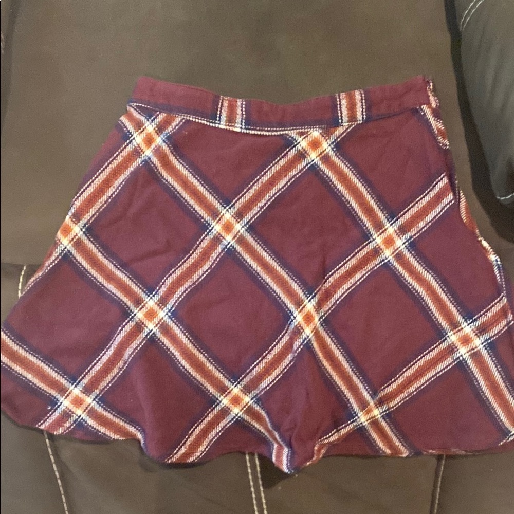 Red Plaid Mini Skater Skirt